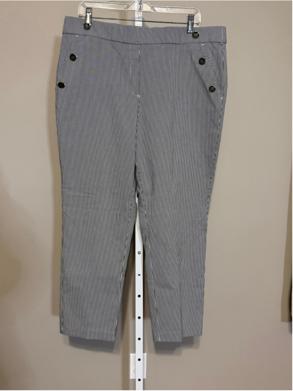 Women's Jules & Leopold Striped Ankle Pants Black White Size XL
